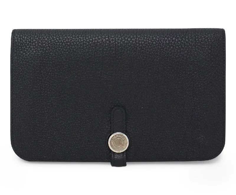 Dark - Hued Hermes Bags for a Sophisticated and Timeless PresenceHermes Black Leather Dogon Wallet