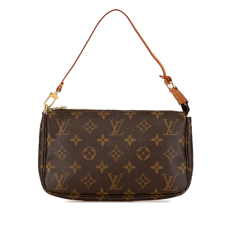 Louis Vuitton Alma bags with a monogram - embossed leather surfaceBrown Louis Vuitton Monogram Pochette Accessoires Shoulder Bag