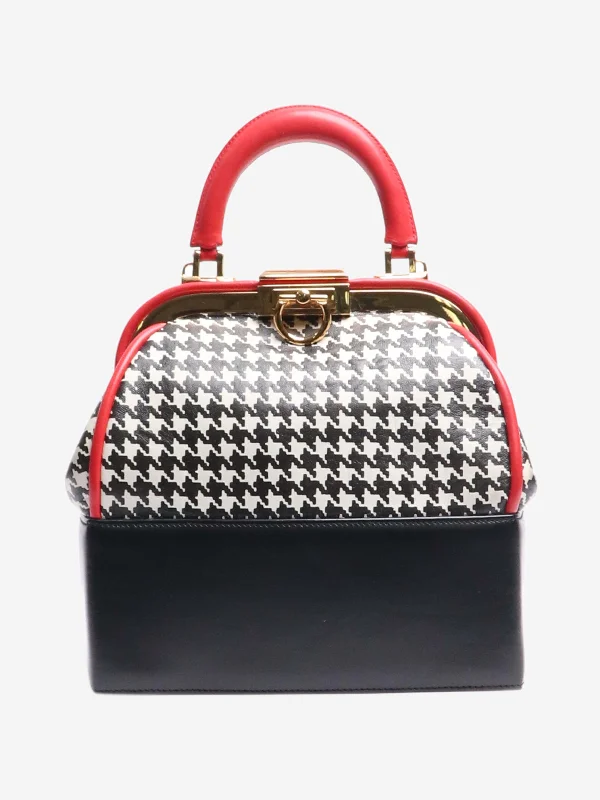 Sustainable - Inspired Hermes Bags with Eco - Conscious MaterialsBlack houndstooth top handle bag