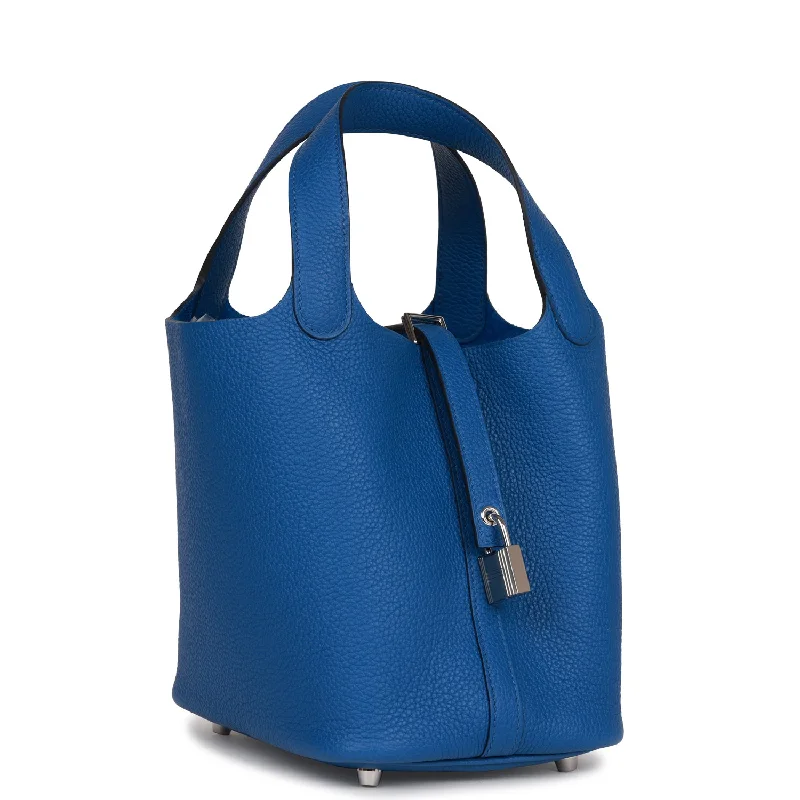 Foldable Hermes Shopping Totes for Added ConvenienceHermes Picotin Lock 18 Bleu France Clemence Palladium Hardware