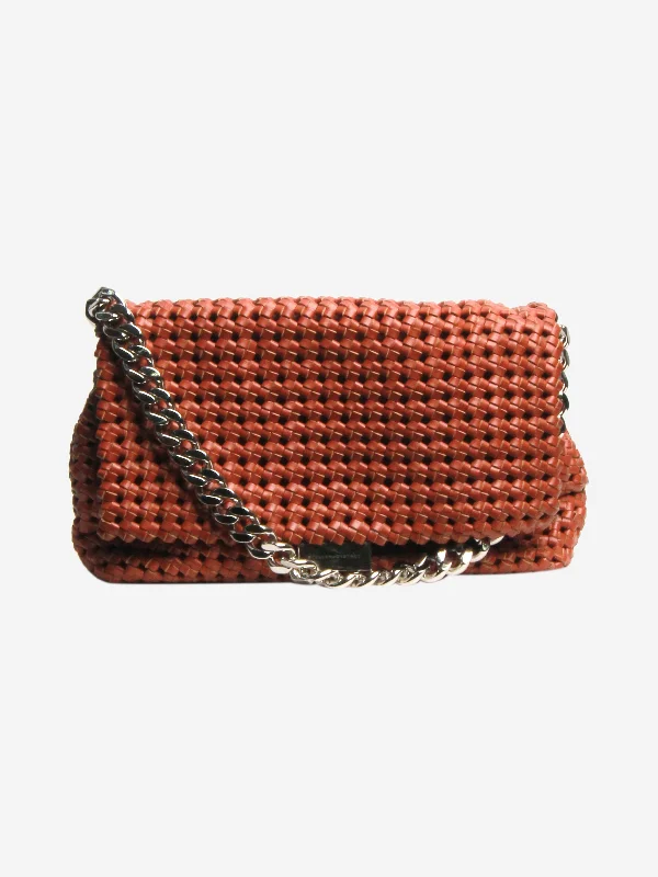 Hermes Bags for the Discerning Luxury CollectorTan woven faux-leather shoulder bag