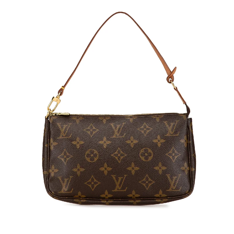 Louis Vuitton bags with a snap - button closure and a decorative charm for styleBrown Louis Vuitton Monogram Pochette Accessoires Shoulder Bag