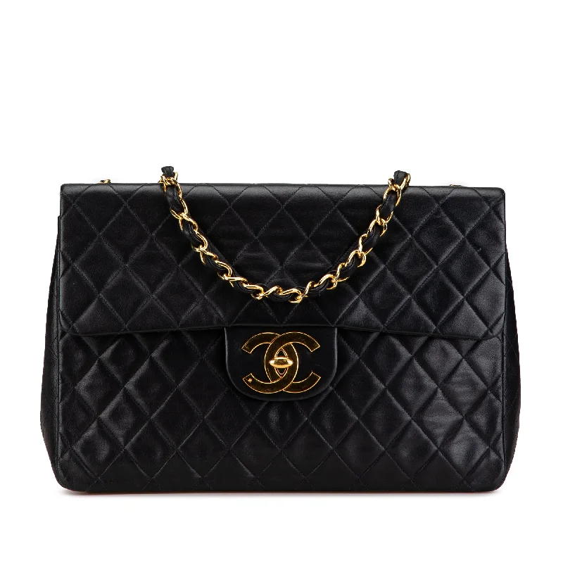 Faux Fur - Trimmed Hermes Bags for Winter SophisticationBlack Chanel Maxi XL Classic Lambskin Single Flap Shoulder Bag