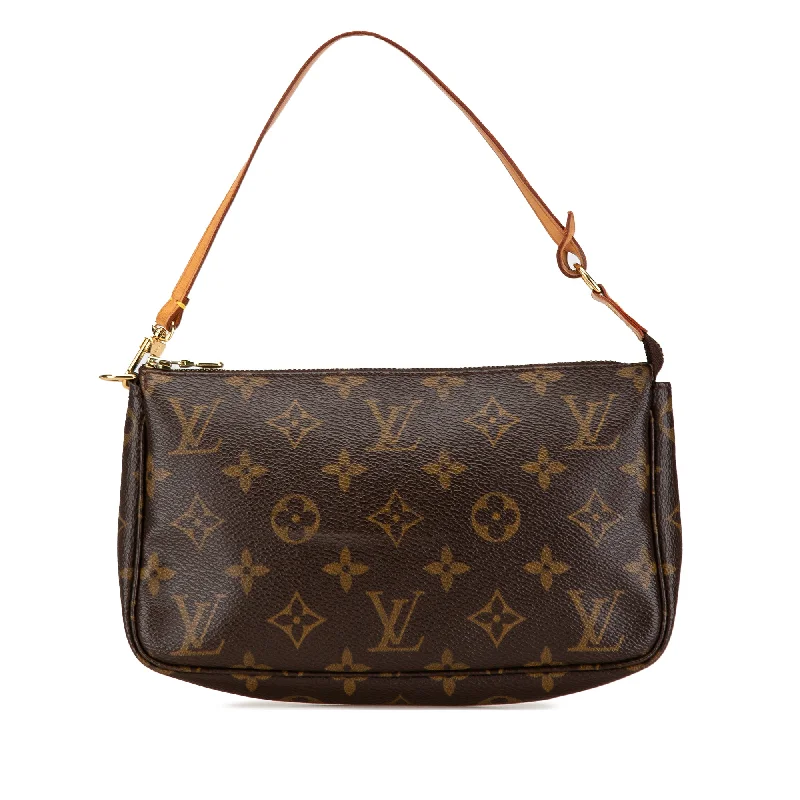 Louis Vuitton Alma bags with a monogram - embossed leather surfaceBrown Louis Vuitton Monogram Pochette Accessoires Shoulder Bag