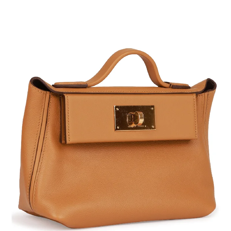 Versatile Hermes Arceau Bags for Different OccasionsHermes Mini 24/24 Bag Caramel Evercolor and Sesame Swift Verso Gold Hardware