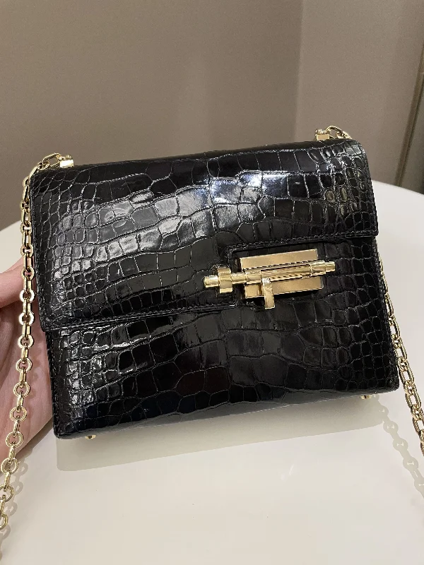 Hermes Bags with Detachable Pouches for VersatilityHermes Verrou Mini Black Alligator