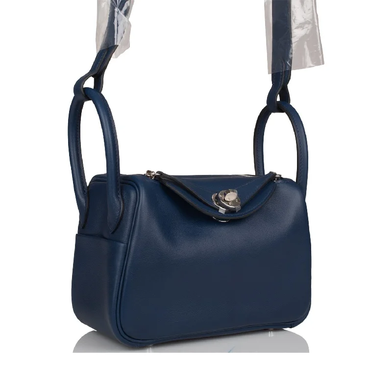 Travel - Approved Hermes Carry - on Bags with TSA - Friendly FeaturesHermes Mini Lindy Bleu Navy Verso Swift Palladium Hardware