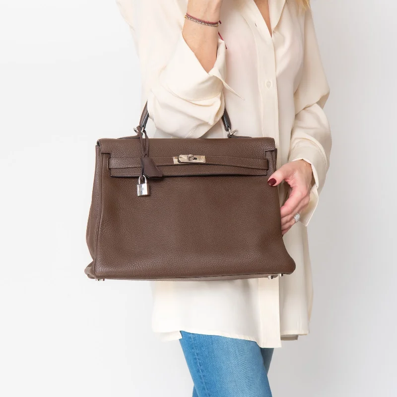 Dark - Hued Hermes Bags for a Sophisticated and Timeless PresenceHermes Brown Kelly 35