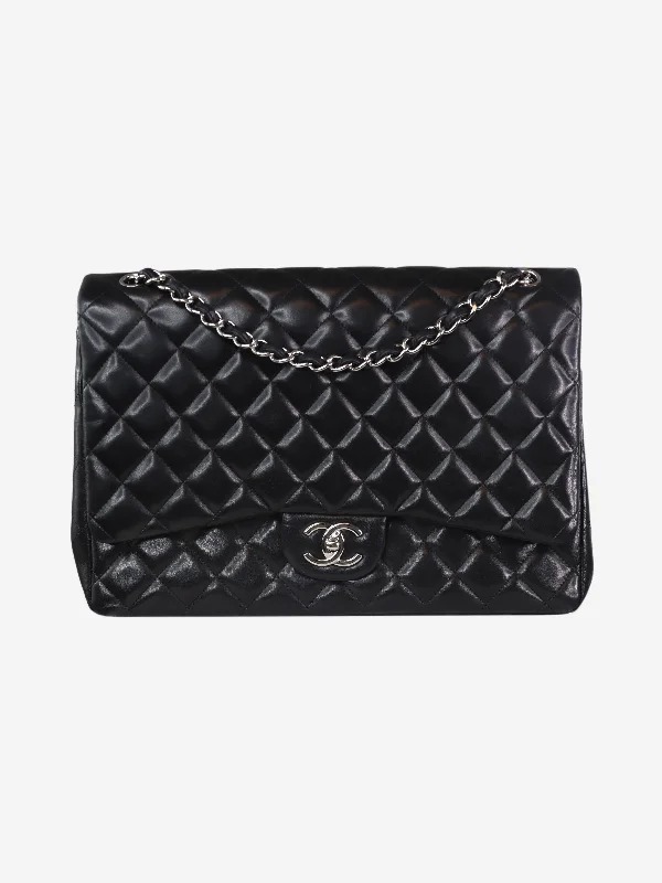 Hermes Bags with Reflective Elements for Safety at NightBlack maxi lambskin 2010 Classic Double Flap