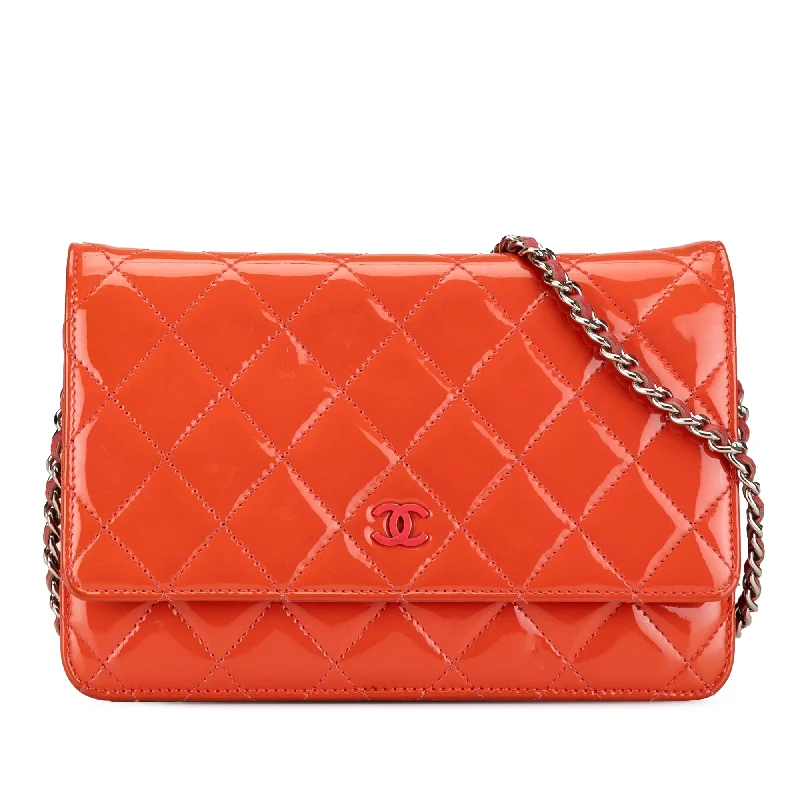 Sustainable - Inspired Hermes Bags with Eco - Conscious MaterialsOrange Chanel Quilted Patent Wallet On Chain Crossbody Bag