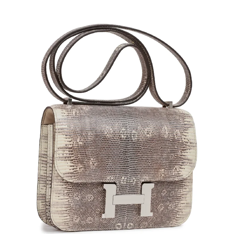 Customizable Hermes Bags with Personalized LocksHermes Mini Constance 18 Ombre Lizard Varanus Palladium Hardware