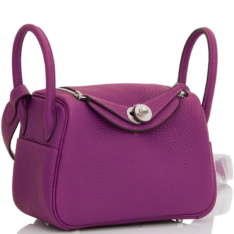 Hermes Bags with Adjustable and Padded Shoulder StrapsHermes Mini Lindy Anemone Clemence Palladium Hardware