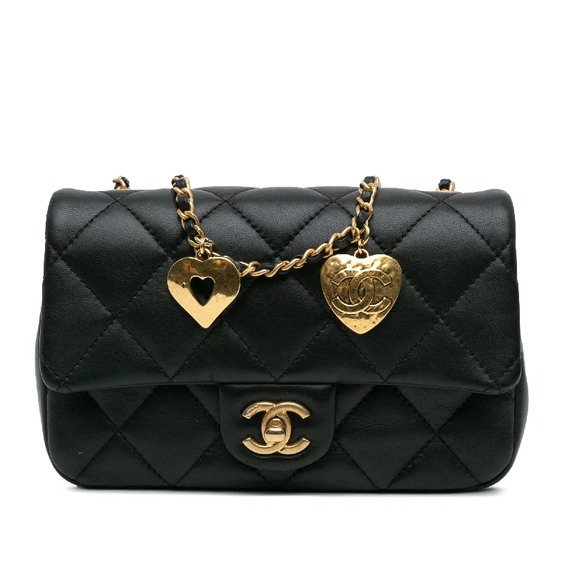 Seasonal - Exclusive Hermes Bags for Summer GetawaysBlack Chanel Mini Quilted Lambskin Heart Charms Flap Crossbody Bag