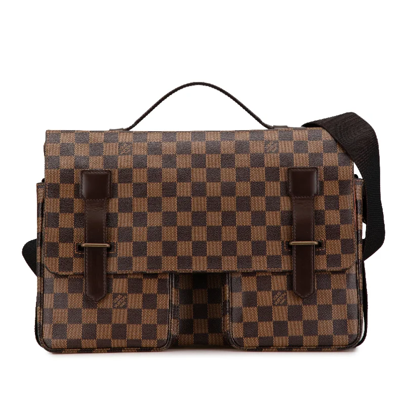 Louis Vuitton bags with a snap - button closure and a decorative charm for styleBrown Louis Vuitton Damier Ebene Broadway Satchel