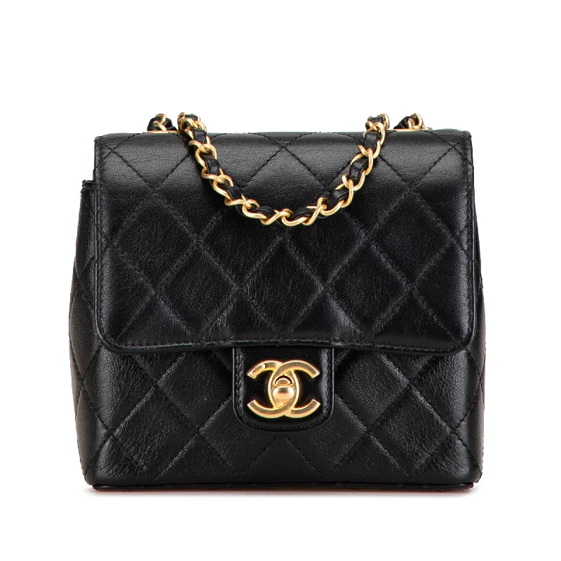 Easy - to - Clean Hermes Bags for Busy LifestylesBlack Chanel Mini Square Classic Goatskin Retro Flap Crossbody Bag