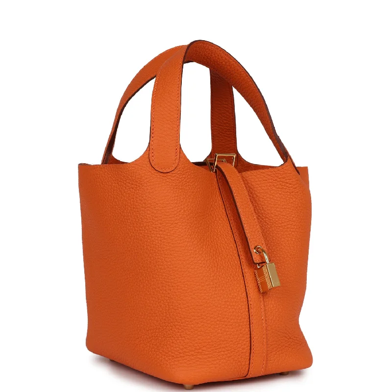 Hermes Bags with Magnetic and Twist - Lock ClosuresHermes Picotin 18 Orange H Clemence  Gold Hardware