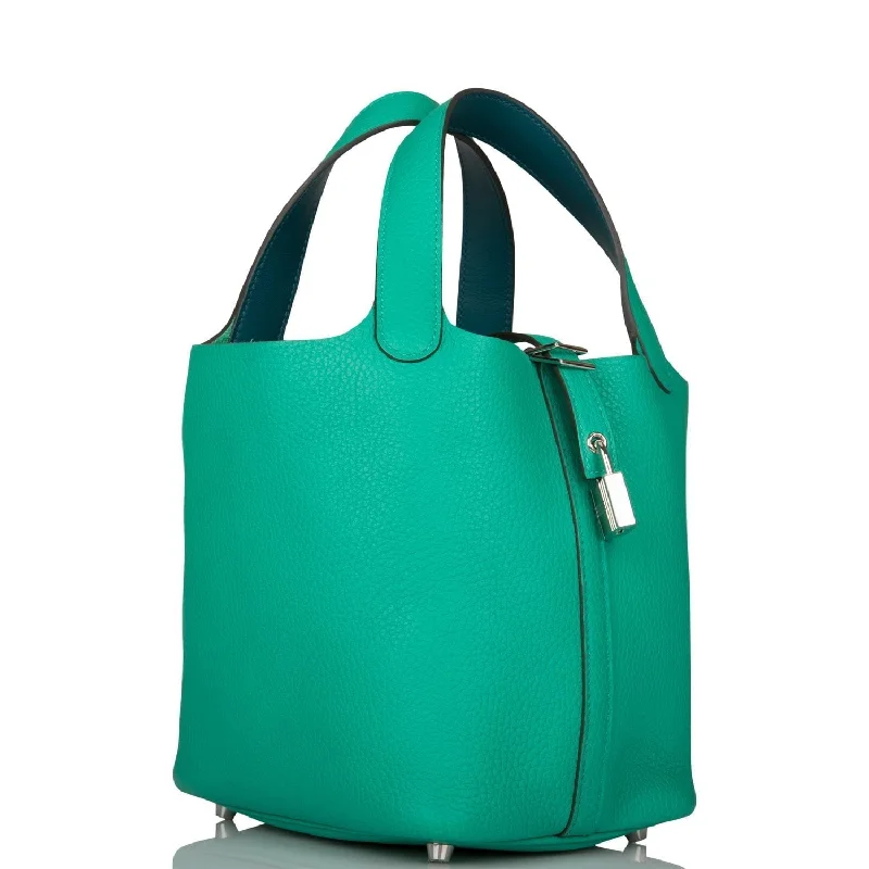 Easy - to - Clean Hermes Bags for Busy LifestylesHermes Menthe Clemence Picotin Lock 18cm Palladium Hardware