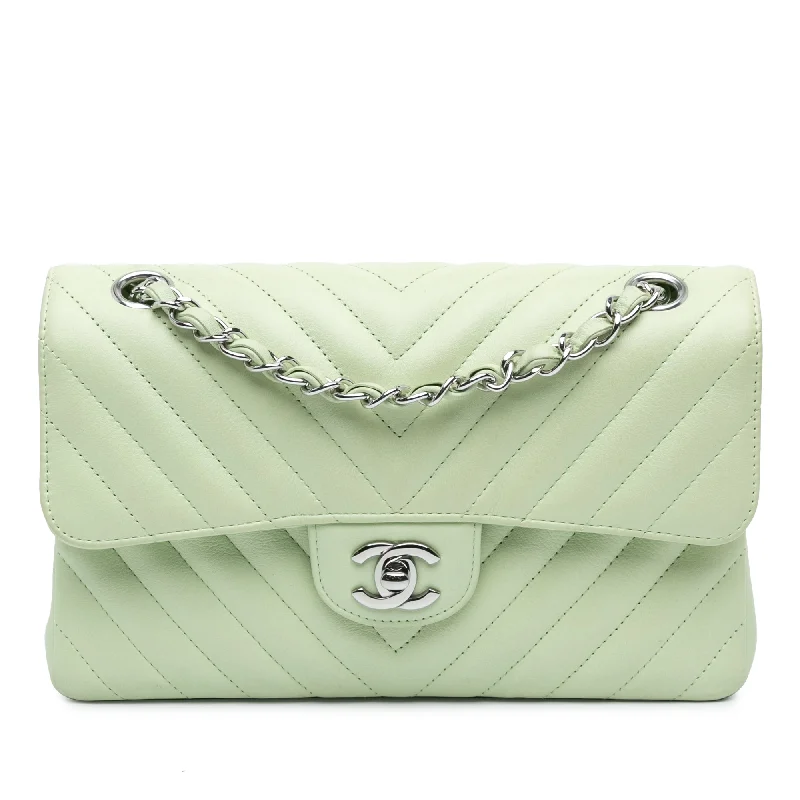 Customizable Hermes Bags with Personalized LocksGreen Chanel Small Classic Chevron Lambskin Double Flap Shoulder Bag