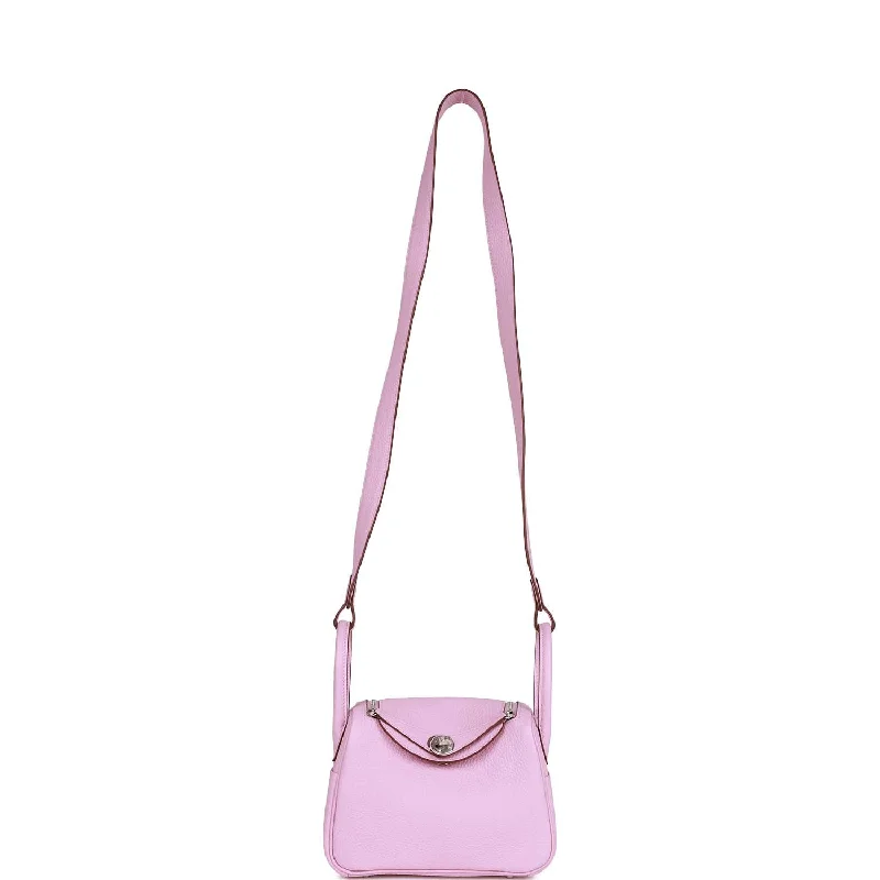 Hermes Bags with Adjustable Shoulder and Crossbody StrapsHermes Mini Lindy Mauve Sylvestre Clemence Palladium Hardware