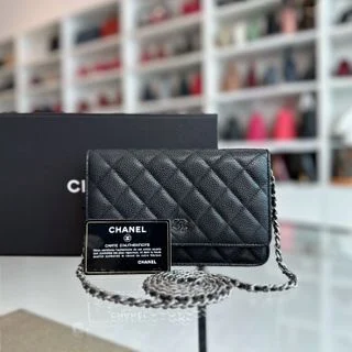 Chanel Luxury Handbag for High - End EventsCaviar WOC Wallet On Chain Black SHW No 19