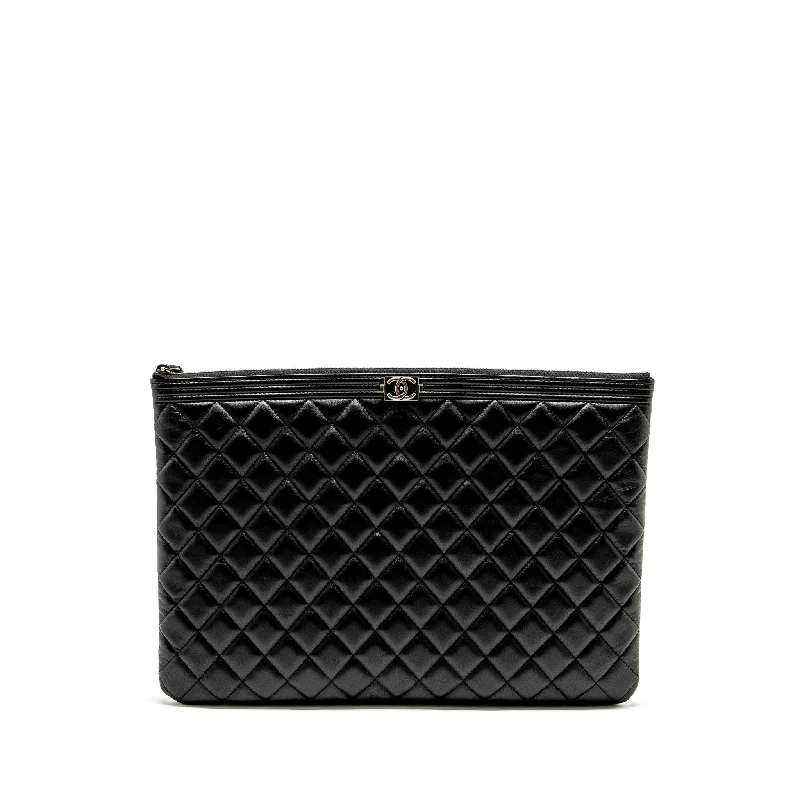 Chanel Lightweight Handbag for Daily ErrandsChanel Boy Pouch Lambskin Black Ruthenium  Hardware