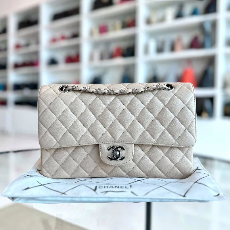 Chanel Classic Flap Bag for Evening PartyCaviar Quilted 25cm Calfskin Beige SHW No 12