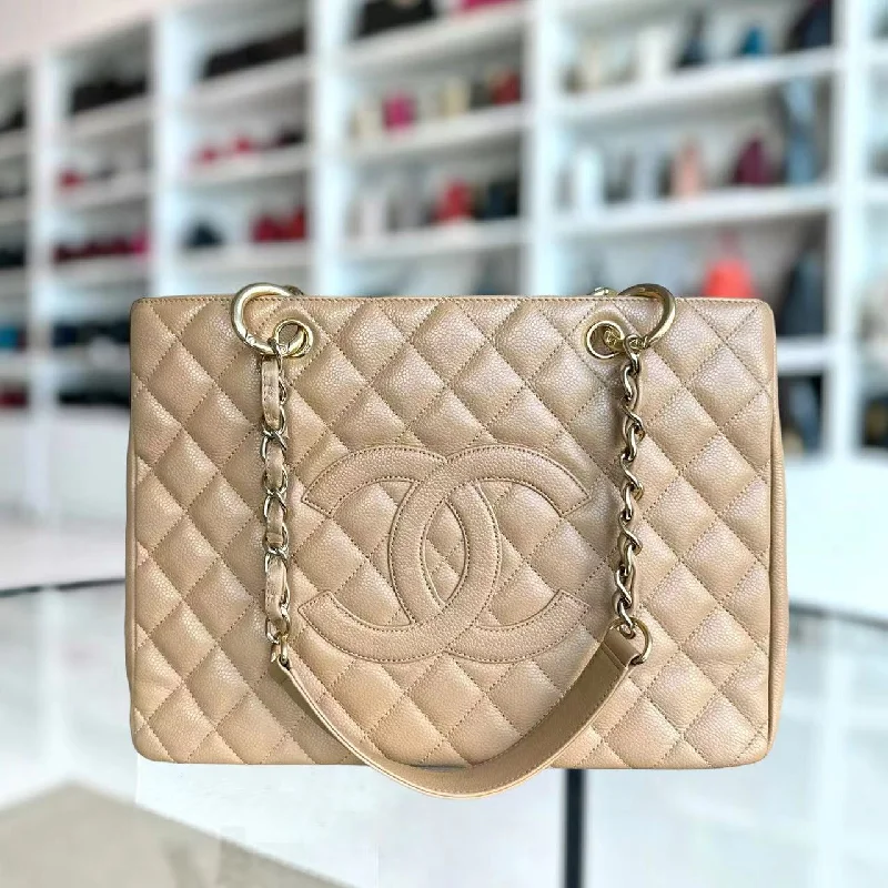 Chanel Colorful Handbag for Spring OutfitsCaviar GST Grand Shopping Tote Quilted Calfskin Beige SHW No 12