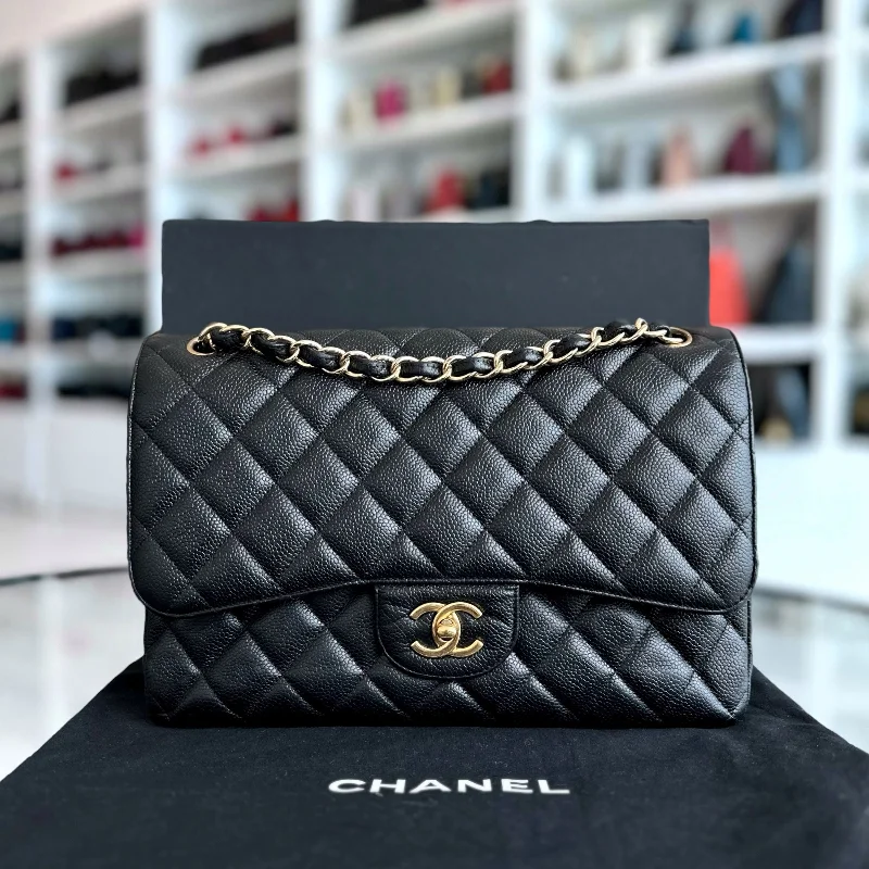 Chanel Small Crossbody Bag for TravelCaviar Jumbo Classic Flap Double Flap Quilted Calfskin Black GHW No 18