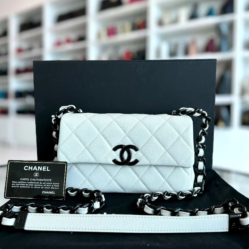 Chanel All - Match Handbag for Versatile StylingCaviar My Everything Flap Bag Quilted Small White Calfskin BHW No 30