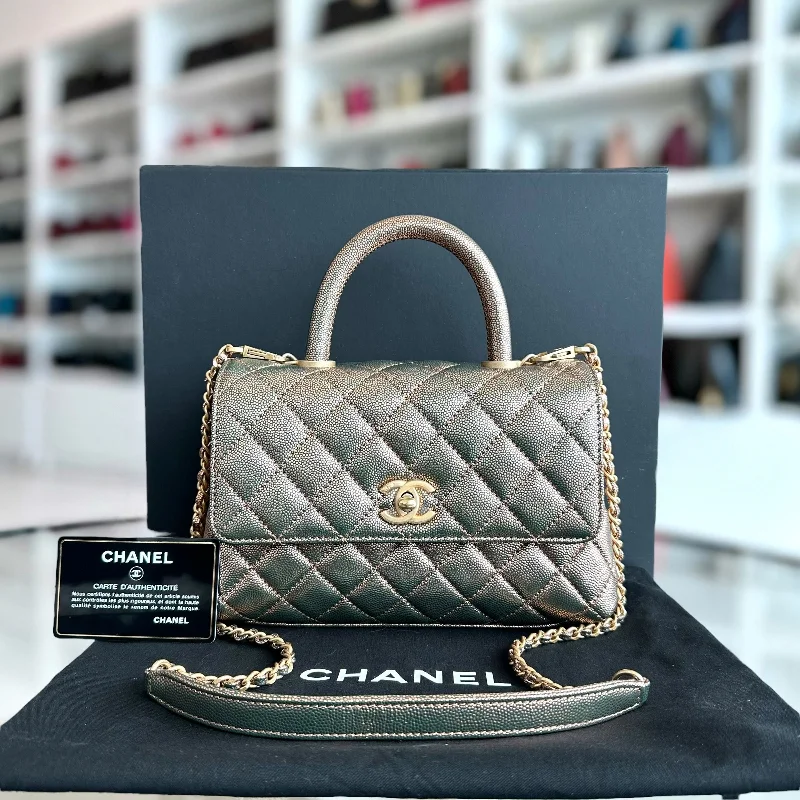 Chanel New Arrival Handbag with Gold HardwareCaviar Small Coco Handle Quilted Calfskin Limited Edition Gold GHW No 27