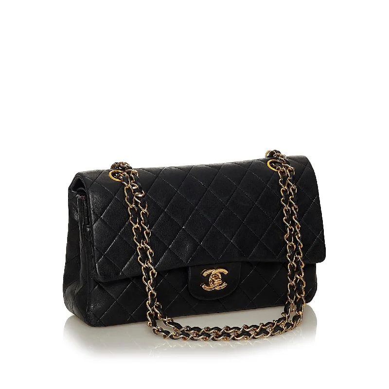 Chanel Handbag with Adjustable Strap for ComfortChanel Classic Lambskin Leather Double Flap Bag (28574)