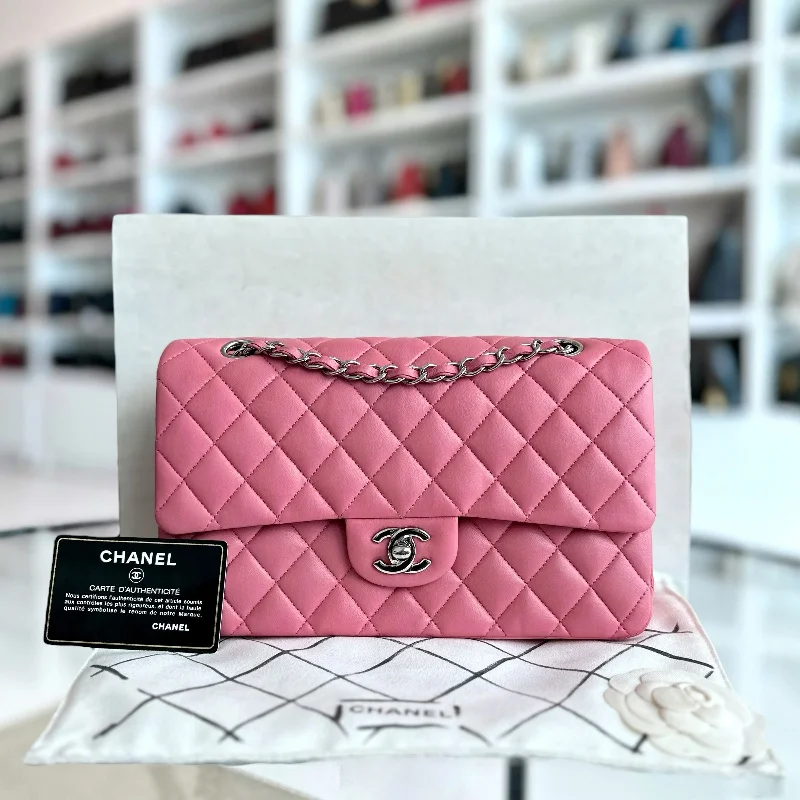 Chanel Black Handbag for Business Meetings25CM Quilted Lambskin Sakura Pink SHW No 18