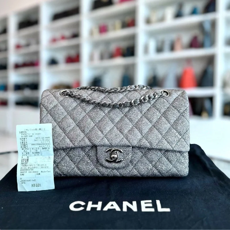 Chanel Lightweight Handbag for Daily ErrandsMetallic Crackled Calfskin Quilted Gray SHW No 11