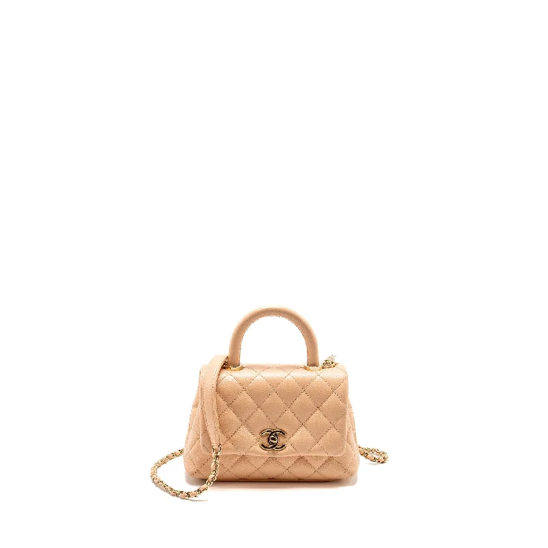 Chanel All - Match Handbag for Versatile StylingChanel Mini Coco Handle Caviar BEIGE LGHW