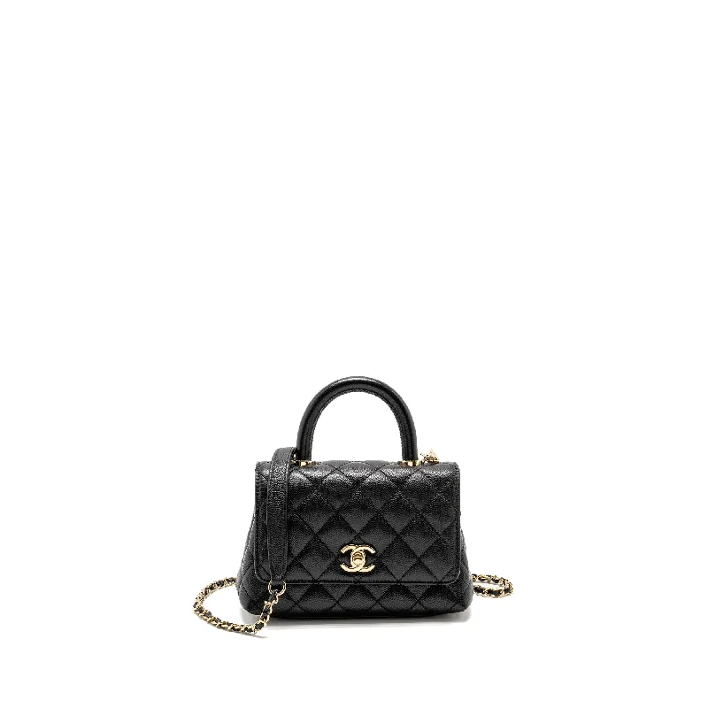 Chanel Small Crossbody Bag for TravelCHANEL Mini Coco Handle Caviar Black LGHW (Microchip)