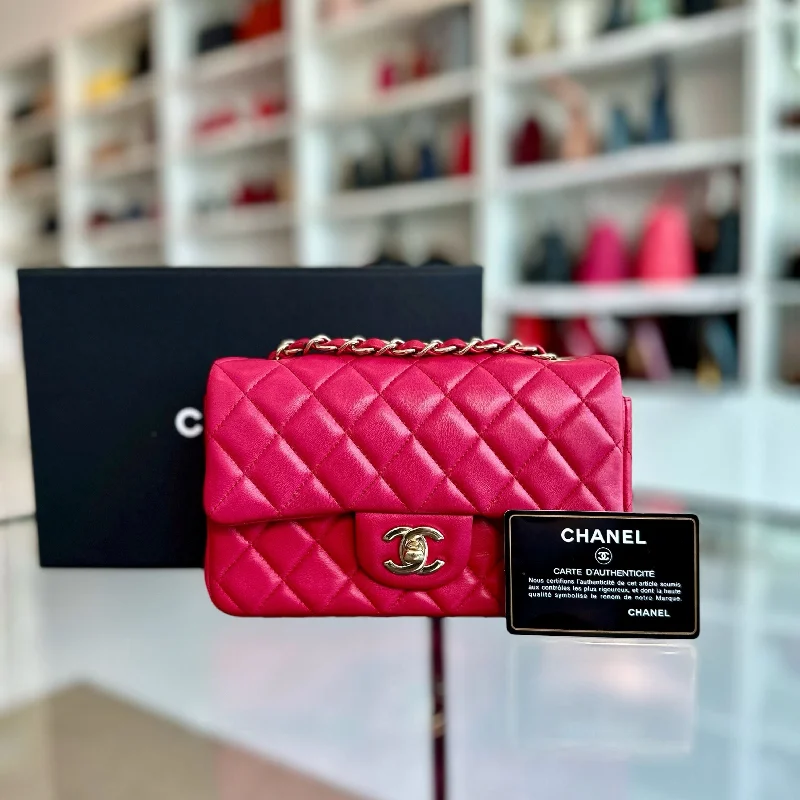 Chanel Designer Handbag with Unique DesignMini Rectangular Classic Flap Lambskin Pink GHW No 21