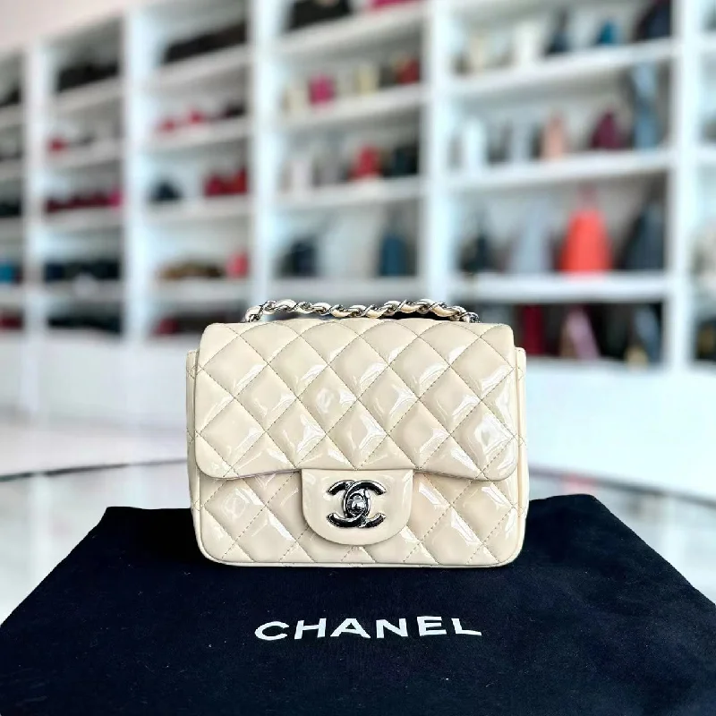 Chanel Medium Tote Bag for Office LadiesMini Square Classic Flap Quilted Patent Calfskin Light Pink Yellow SHW No 17