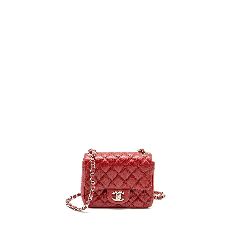 Chanel All - Match Handbag for Versatile StylingChanel Mini Square Flap bag Caviar Red SHW