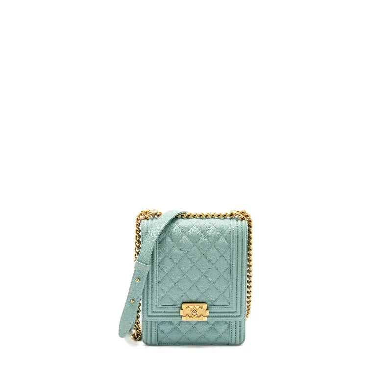 Chanel Handbag with Adjustable Strap for ComfortChanel North South Boy Bag Caviar Light Blue GHW