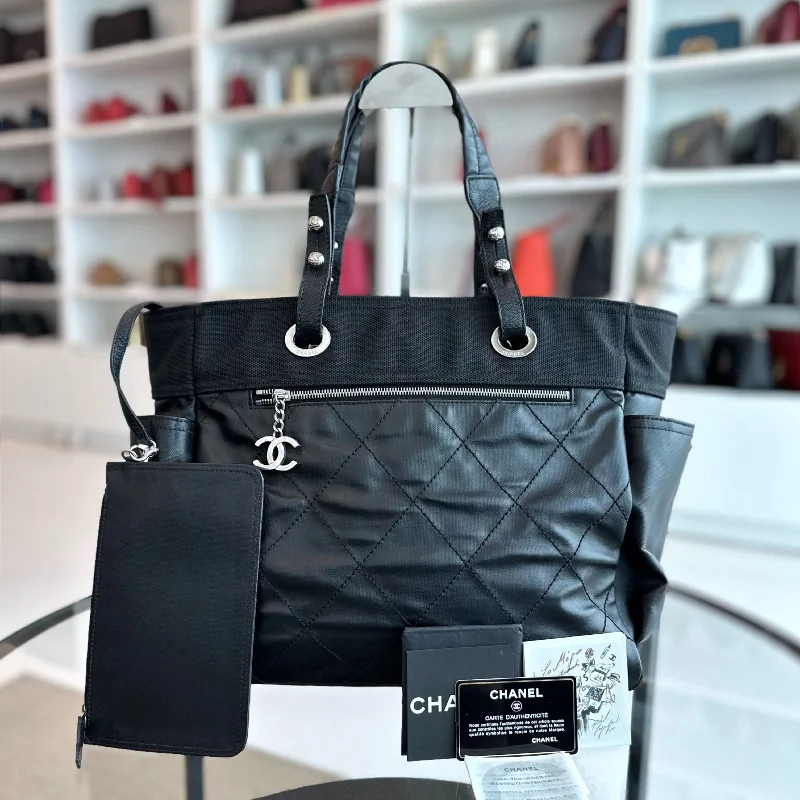 Chanel Luxury Handbag for High - End EventsParis Biarritz Quilted Tote with Pouch Black No 11