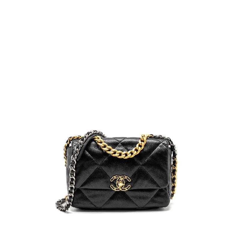 Chanel Quilted Leather Shoulder Bag for FashionistasChanel Small 19 Bag Lambskin Black Multicolour Hardware