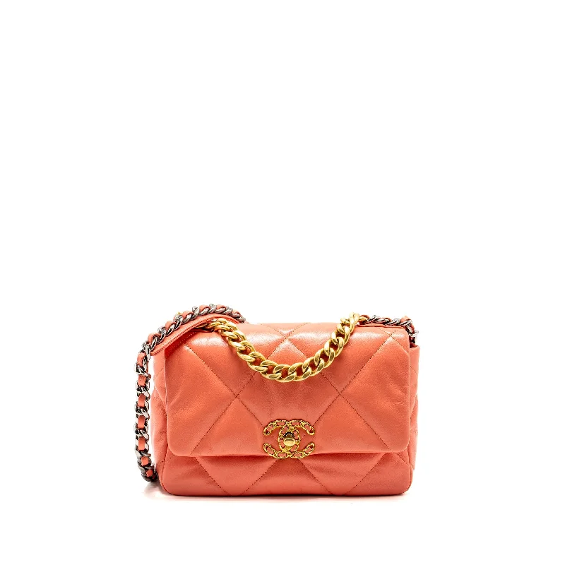 Chanel Limited Edition Handbag for CollectorsChanel Small 19 Bag Shiny Goatskin Coral Multicolour Hardware