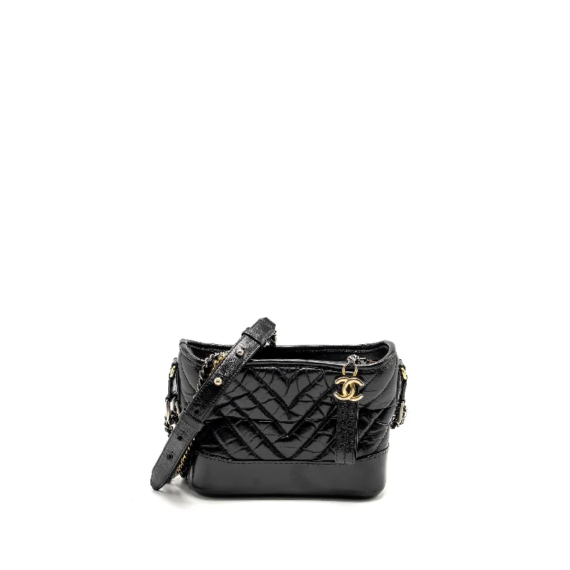 Chanel All - Match Handbag for Versatile StylingChanel Small Chevron Gabrielle hobo bag calfskin black multicolour hardware