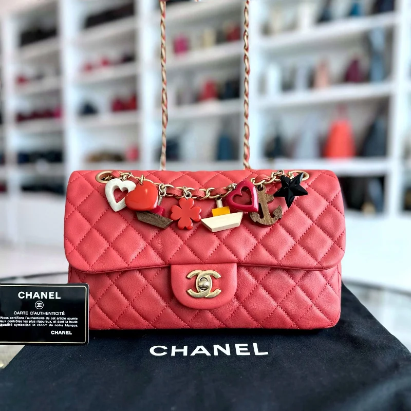 Chanel Quilted Leather Shoulder Bag for FashionistasValentine Seasonal Flap Medium Timeless Lambskin Red Pink GHW No 14