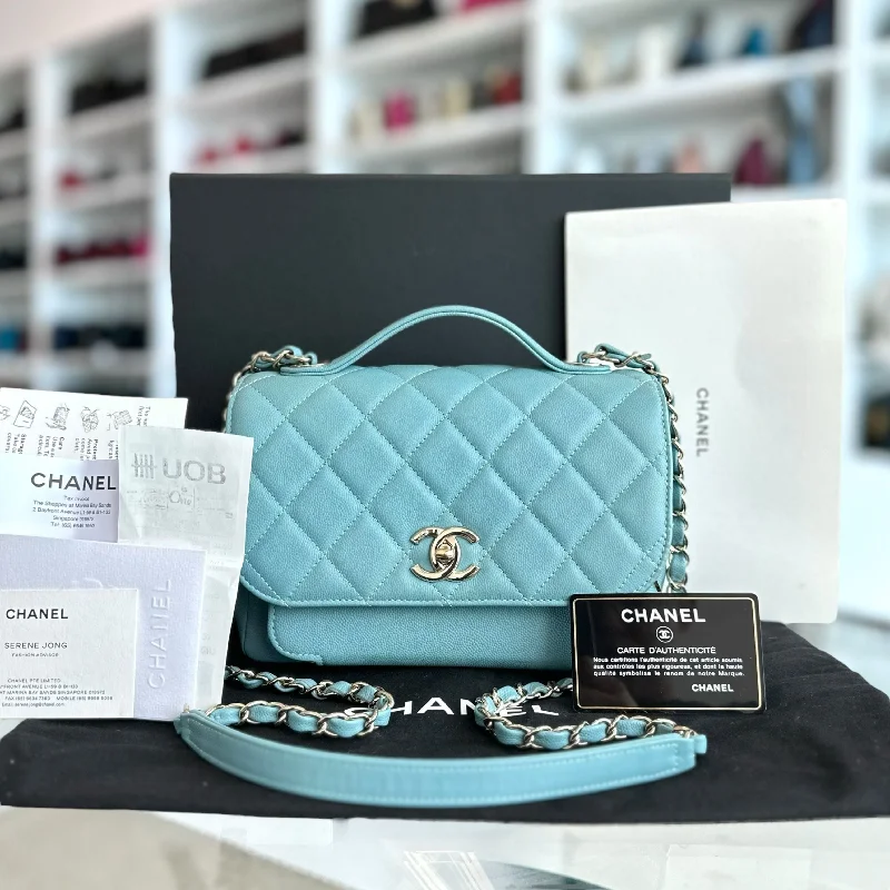 Chanel Quilted Leather Shoulder Bag for Fashionistas*Full Set, Receipt* Medium Business Affinity Quilted Caviar Blue GHW No 29