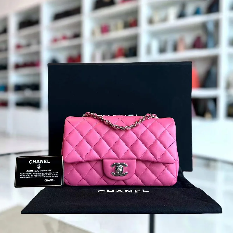 Chanel Lightweight Handbag for Daily ErrandsBalance of *Unused* Chanel Mini Rectangular Classic Flap Quilted Lambskin Pink SHW No 27